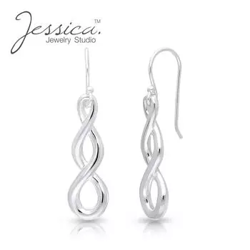 Натуральные твердые серьги-подвески из стерлингового серебра 925 пробы с скрученным узлом бесконечности для женщин