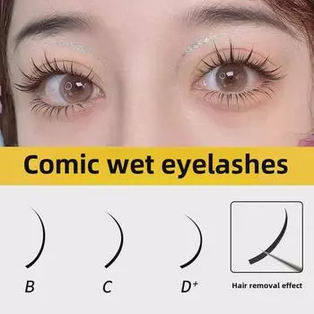 «Натуральные влажные мягкие ресницы в стиле комиксов с одним корнем — наращенные, с несколькими натуральными кончиками, гладкие корни». Mixed 8-12mm