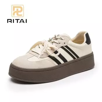 Натуральные замшевые женские кроссовки увеличенной высоты с толстой подошвой, модные удобные повседневные туфли 35 бежевый