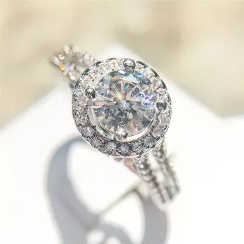 Натуральный 1 карат бриллиантовый драгоценный камень Bizuteria S925, кольцо из стерлингового серебра для женщин Anillos De Silver 925, ювелирные изделия, обручальное кольцо, коробка 10 белый