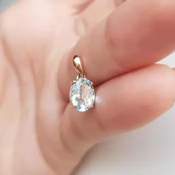 Натуральный ААА+ аквамарин 925 Серебряный кулон Ювелирные изделия ручной работы