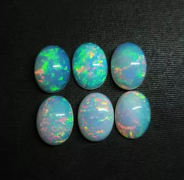 Натуральный эфиопский огненный опал AAA высшего качества, лот овальной формы, опал удивительного качества, кабошон, натуральный драгоценный камень из эфиопского опала 8x10 MM 2 Pieces