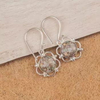 Натуральный эфиопский опал медь драгоценный камень 925 стерлинговое серебро ювелирные изделия серьги 1.40 EE-56-34