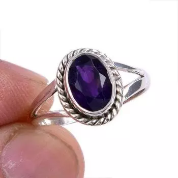 Натуральный африканский аметист драгоценный камень 925 чистое серебро ювелирное кольцо размер 5.5 V9C51
