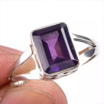 Натуральный африканский аметист драгоценный камень 925 чистое серебро ювелирное кольцо размер 8.5 B2C95