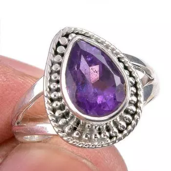 Натуральный африканский аметист драгоценный камень 925 чистое серебро ювелирное кольцо размер 5.5 K8E15