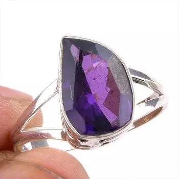 Натуральный африканский аметист драгоценный камень 925 чистое серебро ювелирное кольцо размер 8.5 D1f13