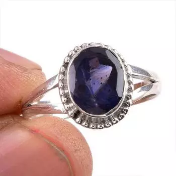Натуральный африканский аметист драгоценный камень 925 чистое серебро ювелирное кольцо размер 8.5 o8y05