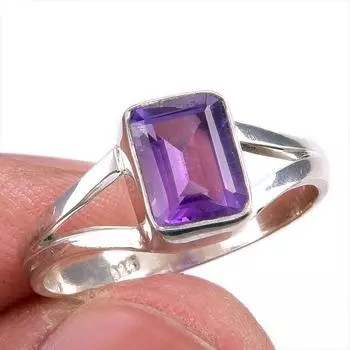 Натуральный африканский аметист драгоценный камень 925 чистое серебро ювелирное кольцо размер 8.5 d6j37