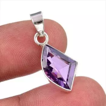 Натуральный африканский аметист, драгоценный камень, стерлинговое серебро 925 пробы, подарочная подвеска, 1 дюйм, M3S02