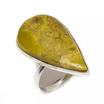 Натуральный африканский драгоценный камень вазонит 925 пробы серебряное ювелирное кольцо размер 8 A4s04