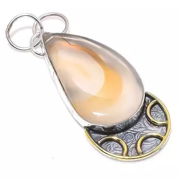 Натуральный агат Монтана, двухцветный кулон из стерлингового серебра 925 пробы, 2,40 дюйма, N1V32