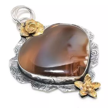 Натуральный агат Монтана, двухцветный кулон из стерлингового серебра 925 пробы, 2,68 дюйма, P3y00