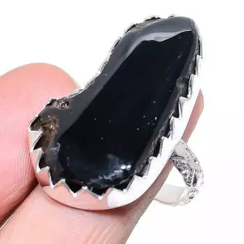 Натуральный агат, жеода, срез, драгоценный камень, стерлинговое серебро 925 пробы, подарочное кольцо, размер 10, O8k74