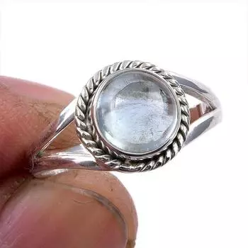 Натуральный аквамарин драгоценный камень 925 цельное серебро ювелирное кольцо размер 7.5 M6t22