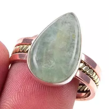 Натуральный аквамарин драгоценный камень 925 стерлингового серебра ювелирные изделия двухцветное кольцо S.9.5 E5w70