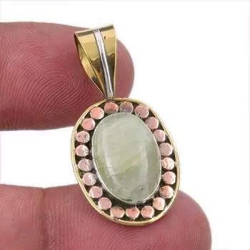 Натуральный аквамарин, двухцветный кулон из стерлингового серебра 925 пробы, 1,50 дюйма, y5h64