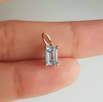 Натуральный аквамарин из стерлингового серебра 925 пробы в форме изумруда, ожерелье, драгоценный камень