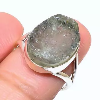 Натуральный аквамарин необработанный драгоценный камень 925 стерлингового серебра ювелирное кольцо размер 7.5 n0q42