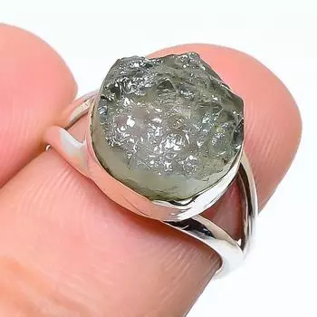 Натуральный аквамарин необработанный драгоценный камень 925 стерлингового серебра ювелирное изделие кольцо размер 5.5 l7q23