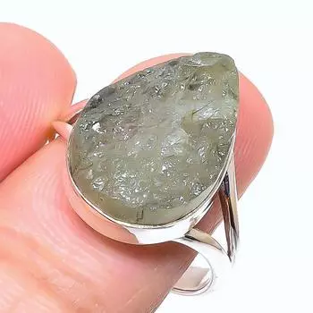 Натуральный аквамарин необработанный драгоценный камень 925 стерлингового серебра ювелирное изделие кольцо размер 9.5 T1Y14