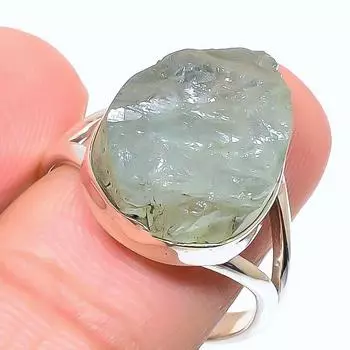 Натуральный аквамарин необработанный драгоценный камень 925 стерлингового серебра ювелирное кольцо размер 9.5 H8Y14