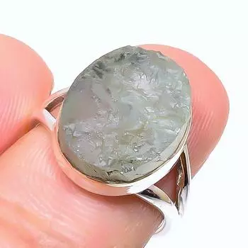 Натуральный аквамарин необработанный драгоценный камень 925 стерлингового серебра ювелирное кольцо размер 6.5 L4b02