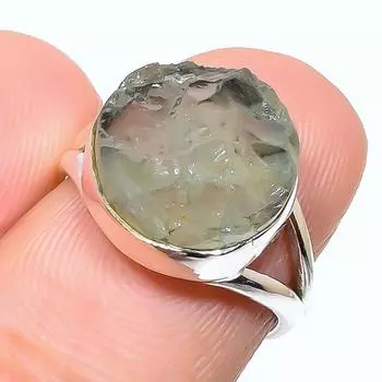 Натуральный аквамарин необработанный драгоценный камень 925 стерлингового серебра ювелирное изделие кольцо размер 5.5 j5L62
