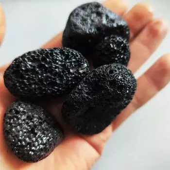 Натуральный аквариумный фильтрующий материал Вулканическая порода Натуральные вулканические породы, естественно сформированные вулканические камни неправильной формы для украшения или коллекции 100g чёрный