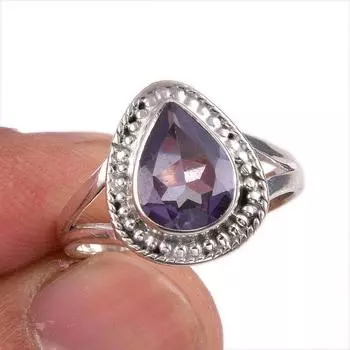 Натуральный александрит драгоценный камень 925 цельное стерлинговое серебро ювелирное кольцо размер 7 R3j48