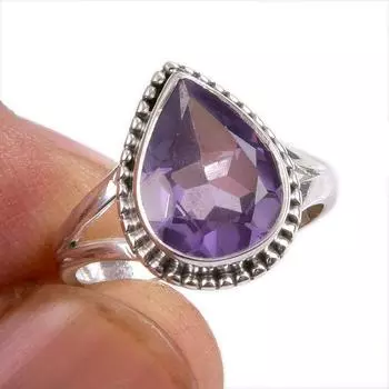 Натуральный александрит драгоценный камень 925 цельное серебро ювелирное кольцо размер 6 b5z29
