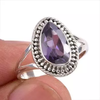 Натуральный александрит драгоценный камень 925 цельное серебро ювелирное кольцо размер 8 V4H06