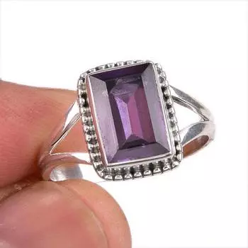 Натуральный александрит драгоценный камень 925 цельное серебро ювелирное кольцо размер 9 T3c88