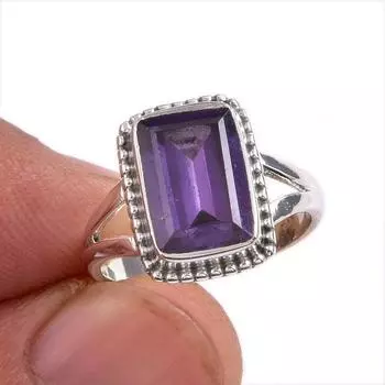 Натуральный александрит драгоценный камень 925 цельное серебро ювелирное изделие кольцо размер 6 C7u57