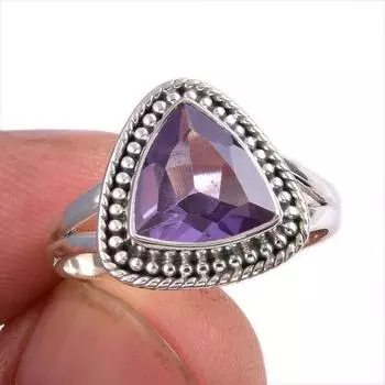 Натуральный александрит драгоценный камень 925 цельное стерлинговое серебро ювелирное кольцо размер 8 d1B53