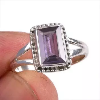 Натуральный александрит драгоценный камень 925 цельное стерлинговое серебро ювелирное кольцо размер 8 b7k32