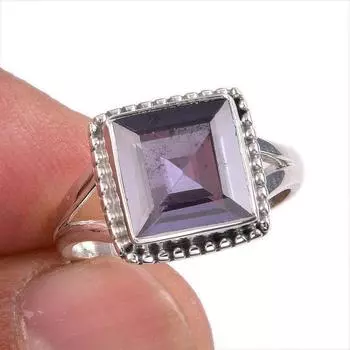 Натуральный александрит драгоценный камень 925 цельное серебро ювелирное изделие кольцо размер 6 A1w37