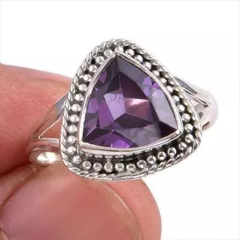 Натуральный александрит драгоценный камень 925 цельное стерлинговое серебро ювелирное кольцо размер 8 q1f44