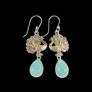 Натуральный Амазонит Драгоценный Камень 925 Стерлинговое Серебро Ювелирные Изделия Ручной Работы Серьги 2.20 EE-44-25