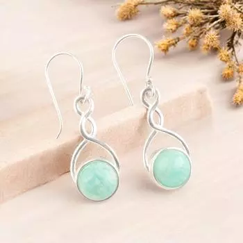 Натуральный Амазонит Драгоценный Камень 925 Стерлинговое Серебро Лечебные Серьги Для Женщин 1.86 CE-15-23