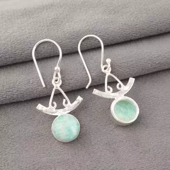 Натуральный амазонит, драгоценный камень, ювелирные изделия из стерлингового серебра 925 пробы, серьги ручной работы 1,63 EE-152-29