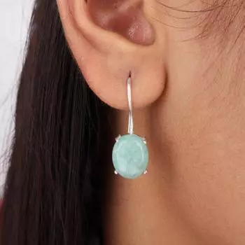 Натуральный амазонит, серебро 925 пробы, серьги-подвески ручной работы 1,05 EE-173-28