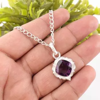 Натуральный Аметист Драгоценный Камень 925 Проба Серебро Ювелирные Изделия Ручной Работы Маленькая Подвеска 1.50 PP-2-2