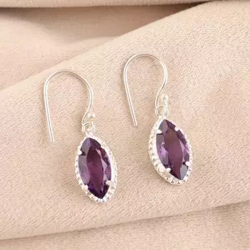 Натуральный Аметист Драгоценный Камень 925 Стерлинговое Серебро Ювелирные Изделия Ручной Работы Серьги 1,4 EE-169-4