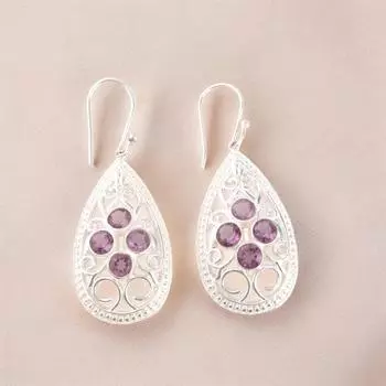Натуральный Аметист Драгоценный Камень 925 Стерлинговое Серебро Изделия Ручной Работы Серьги 2.25 CE-17-1