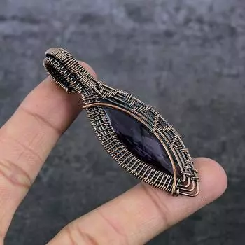 Натуральный аметист, драгоценный камень, медная проволока, подарочная ювелирная подвеска 2,99 дюйма Q3n61