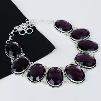 Натуральный аметист драгоценный камень ручной работы из стерлингового серебра 925 пробы гальванопластика ожерелье, аметист серебро для жены унисекс ожерелье Esater подарки 20 фиолетовый