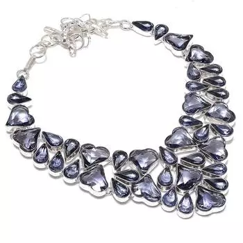 Натуральный Аметист Драгоценный Камень Ручной Работы Серебро 925 Пробы Ювелирное Изделие Ожерелье 18 m2Y19