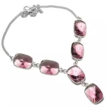 Натуральный аметист драгоценный камень ручной работы из стерлингового серебра 925 пробы ожерелье 18 дюймов N9b10