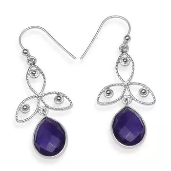 Натуральный аметист, драгоценный камень, стерлинговое серебро 925 пробы, серьги ручной работы в форме груши, висячие серьги для женщин и девочек фиолетовый